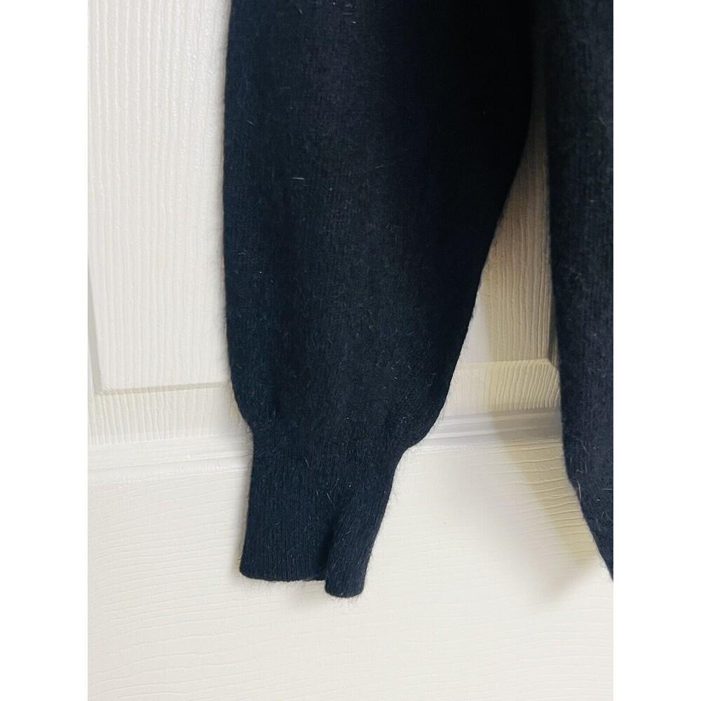 Ann Tjian for Kenar Women’s Lambswool Sweater Sz Medium Black 4 Button - Picture 3 of 7